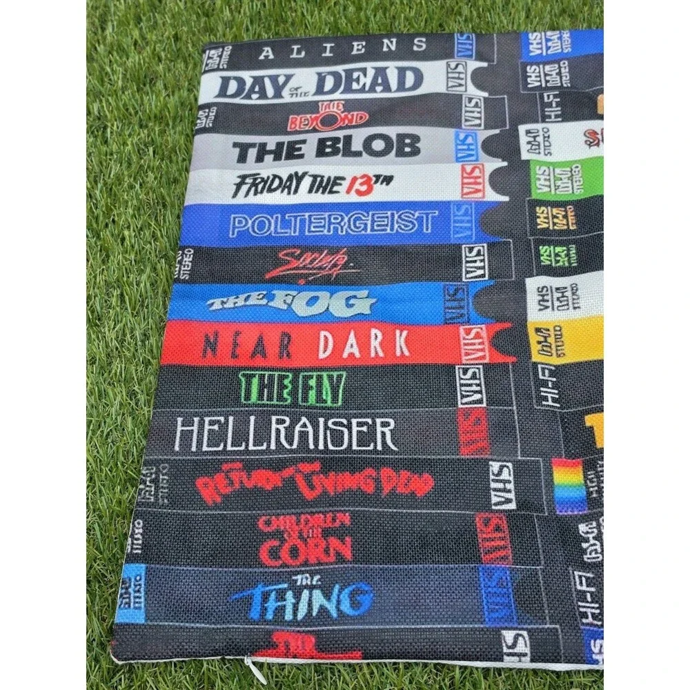 Retro Horror Movie VHS Square Pillow Cover 17.5